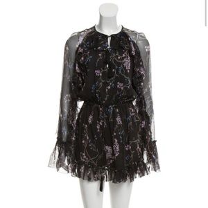 Black and multicolor Zimmermann silk romper